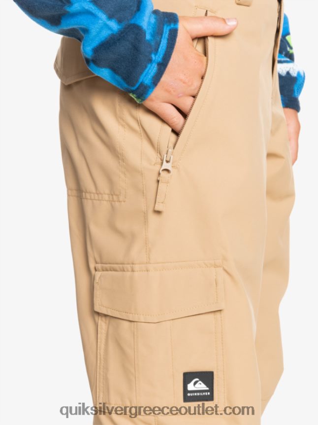 Χακί παντελόνι χιονιού 8-16 με μόνωση porter Quiksilver αγόρια 66LP842260 ταννίνη