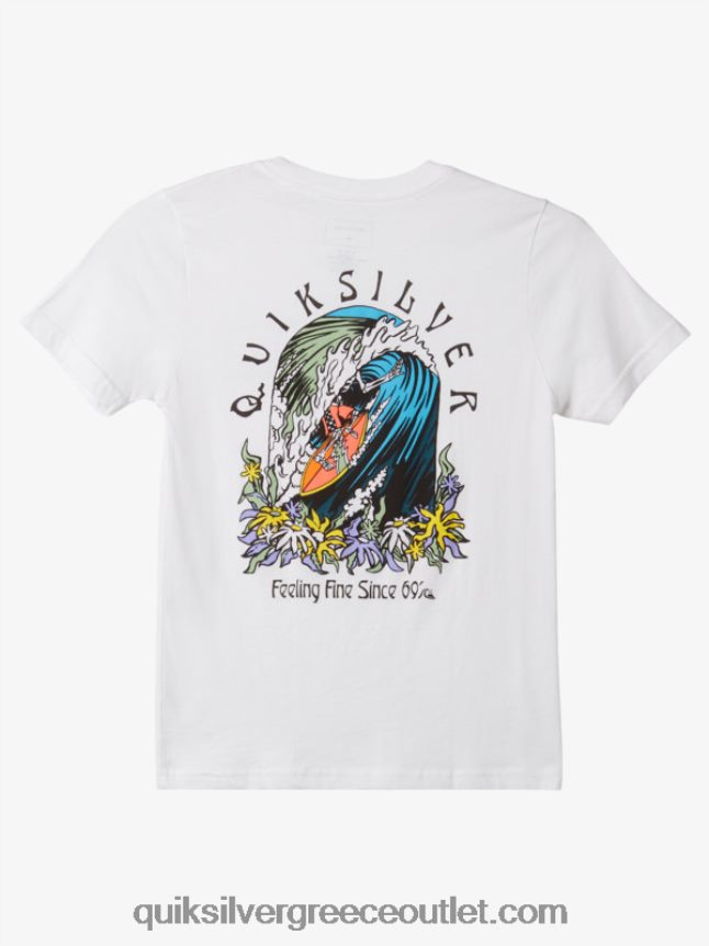 8-16 το αρχικό βαρέλι μπλουζάκι Quiksilver αγόρια 66LP841939 άσπρο