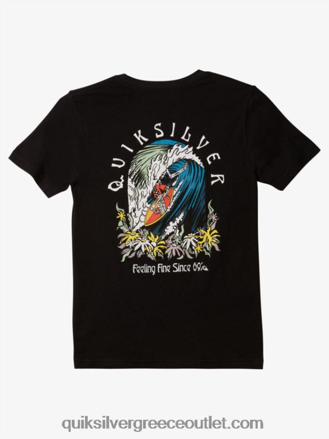 8-16 το αρχικό βαρέλι μπλουζάκι Quiksilver αγόρια 66LP841940 μαύρος