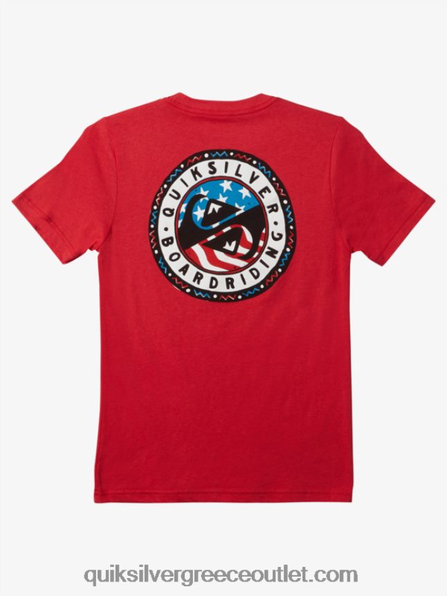 Καλοκαιρινό διασκεδαστικό μπλουζάκι 8-16 Quiksilver αγόρια 66LP841942 κόκκινο υψηλού κινδύνου