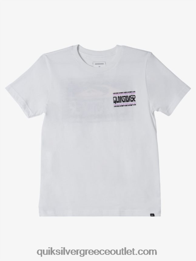 Μπλουζάκι με 8-16 στρεβλωμένους καρέ Quiksilver αγόρια 66LP842155 άσπρο