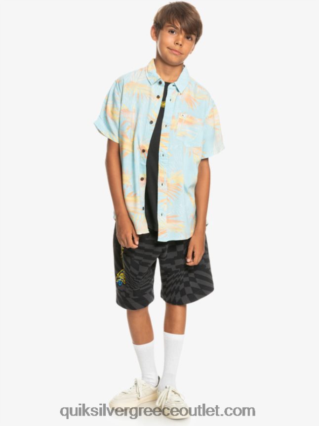 8-16 σκισμένο κοντομάνικο πουκάμισο Quiksilver αγόρια 66LP842197 το μπλε του ουρανού σκίστηκε