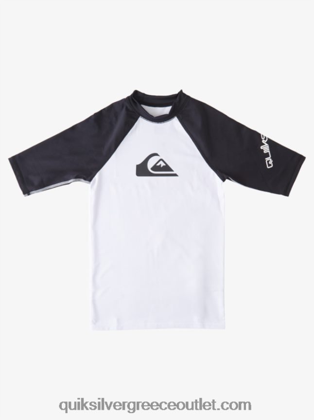 8-16 all time κοντομάνικο upf 50 rashguard Quiksilver αγόρια 66LP842245 άσπρο μαύρο