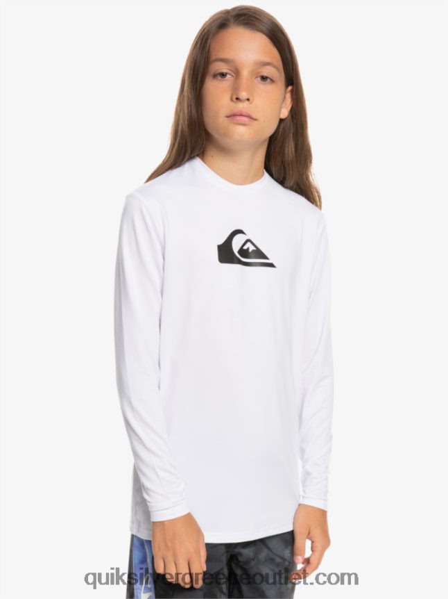 8-16 σταθερό σερί ls νεανικό l/sl μπλουζάκι σερφ Quiksilver αγόρια 66LP842118 άσπρο