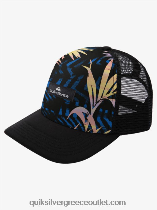 καπέλο φορτηγατζή κοτέτσι Quiksilver άνδρες 66LP841051 μαύρο σκισμένο