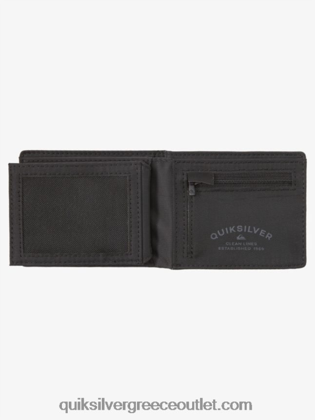 τριπλό πορτοφόλι με ράμματα Quiksilver άνδρες 66LP84906 μαύρο μαύρο