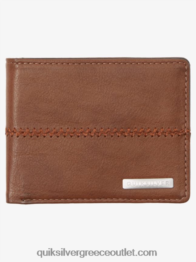 τριπλό πορτοφόλι με ράμματα Quiksilver άνδρες 66LP84907 καφέ σοκολάτα