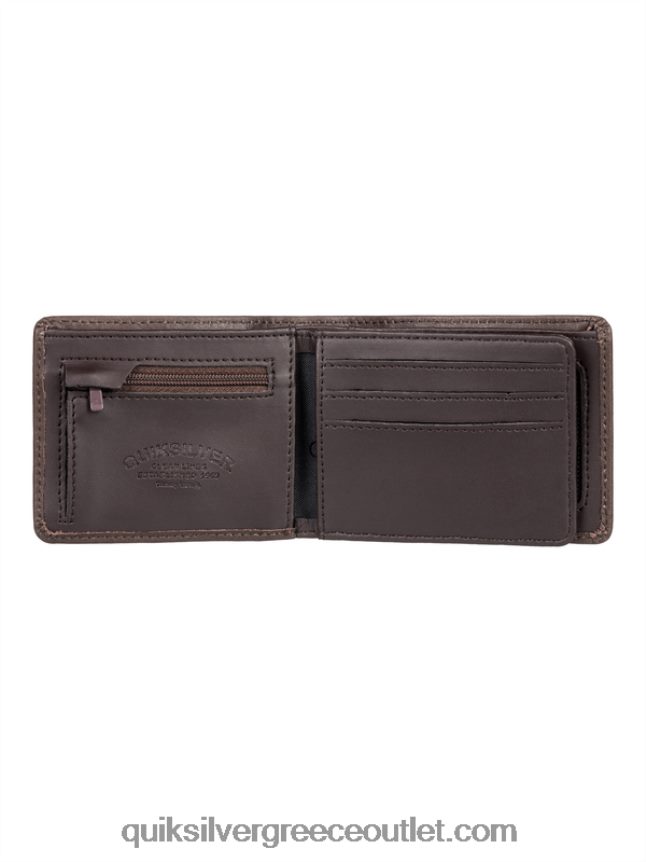 mac τρίπτυχο δερμάτινο πορτοφόλι Quiksilver άνδρες 66LP841222 καφέ σοκολάτα