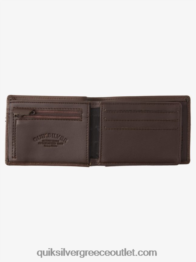 mac τρίπτυχο δερμάτινο πορτοφόλι Quiksilver άνδρες 66LP841222 καφέ σοκολάτα