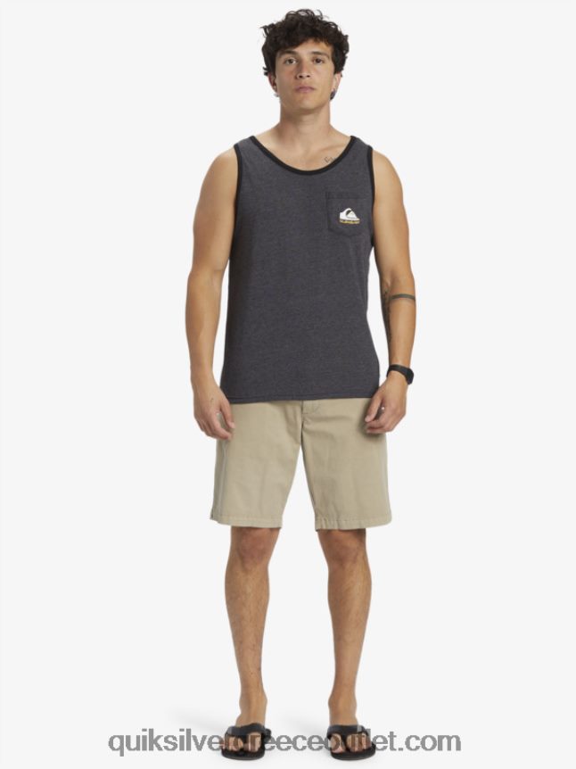 T-shirt omni pocket tank Quiksilver άνδρες 66LP84555 κάρβουνο ρείκι