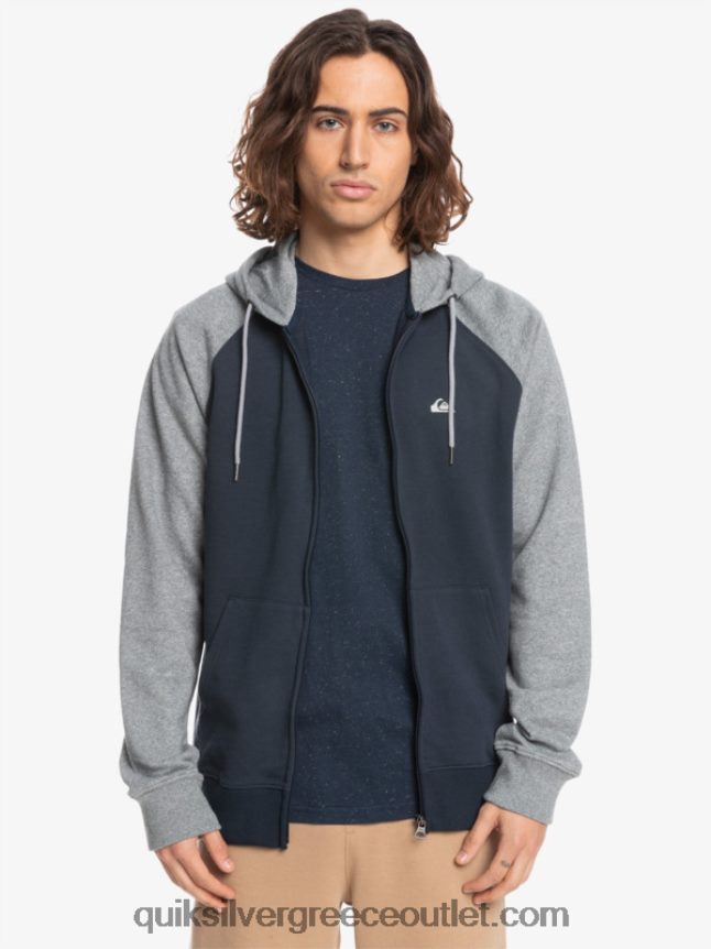 κουκούλα με φερμουάρ πρώτης ανάγκης Quiksilver άνδρες 66LP841514 ανοιχτό γκρι ρείκι/μαύρο