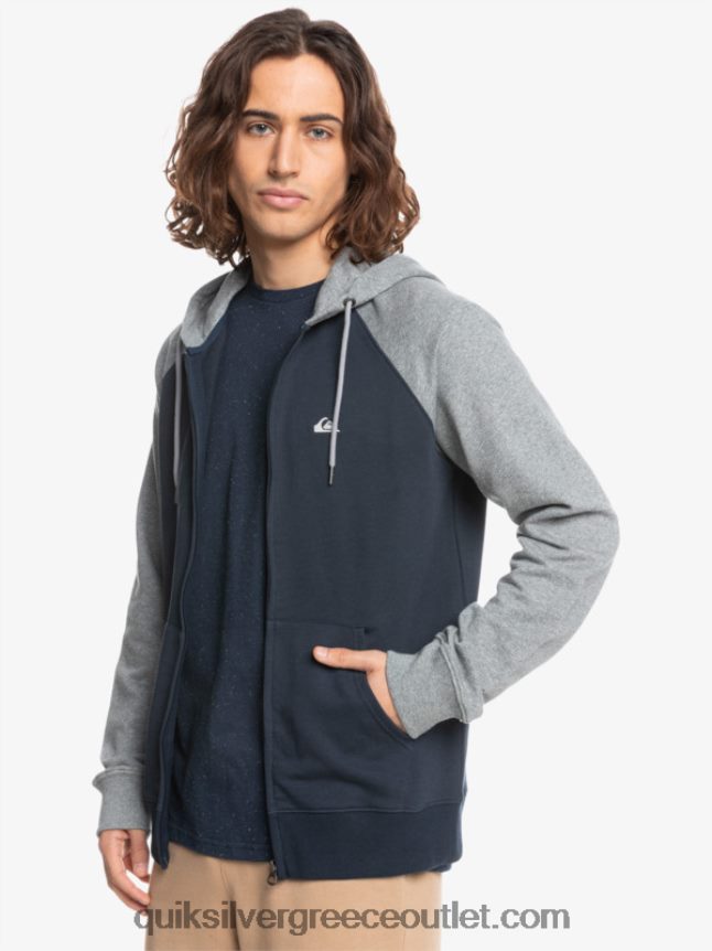 κουκούλα με φερμουάρ πρώτης ανάγκης Quiksilver άνδρες 66LP841514 ανοιχτό γκρι ρείκι/μαύρο