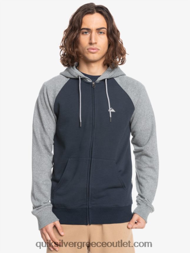 κουκούλα με φερμουάρ πρώτης ανάγκης Quiksilver άνδρες 66LP841514 ανοιχτό γκρι ρείκι/μαύρο