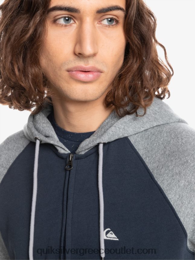 κουκούλα με φερμουάρ πρώτης ανάγκης Quiksilver άνδρες 66LP841514 ανοιχτό γκρι ρείκι/μαύρο