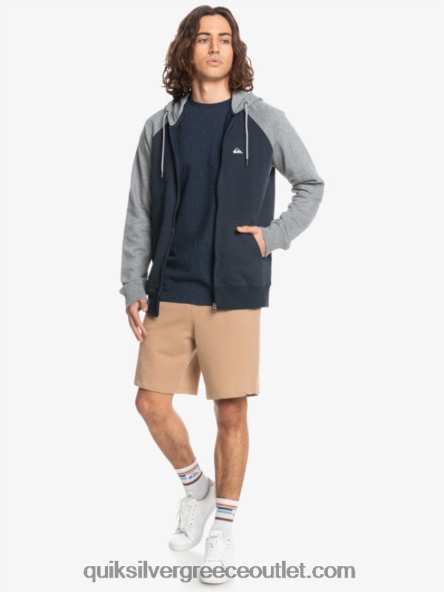 κουκούλα με φερμουάρ πρώτης ανάγκης Quiksilver άνδρες 66LP841514 ανοιχτό γκρι ρείκι/μαύρο
