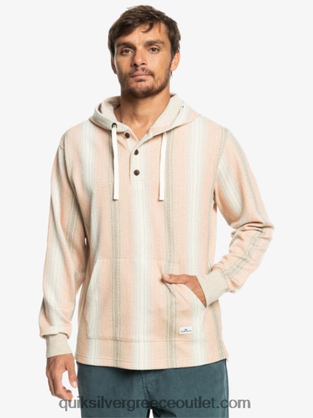 κουκούλα baja henley Quiksilver άνδρες 66LP841097 λωρίδα πραλίνα baja