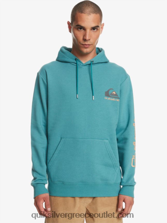 omni logo κουκούλα φλις πάνω πουλόβερ Quiksilver άνδρες 66LP841030 μπλε της Βρετάνης