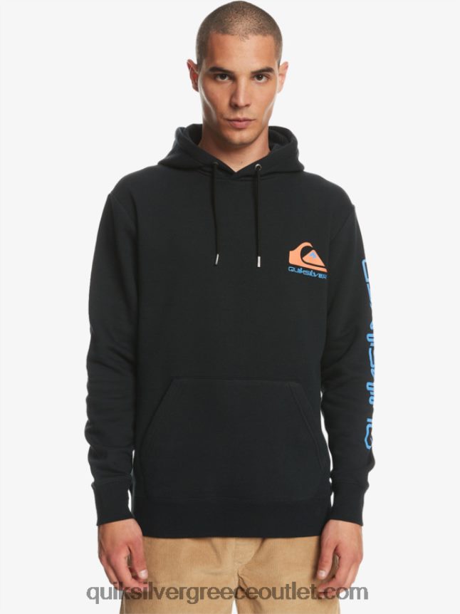 omni logo κουκούλα φλις πάνω πουλόβερ Quiksilver άνδρες 66LP841032 μαύρος