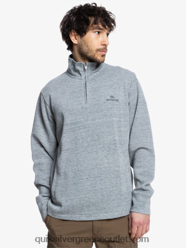 waterman pointurf φούτερ με φερμουάρ mock λαιμόκοψη Quiksilver άνδρες 66LP841800 ανοιχτό γκρι ρείκι