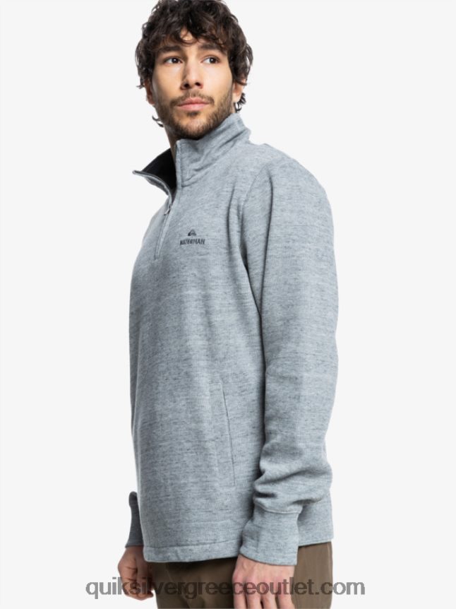 waterman pointurf φούτερ με φερμουάρ mock λαιμόκοψη Quiksilver άνδρες 66LP841800 ανοιχτό γκρι ρείκι