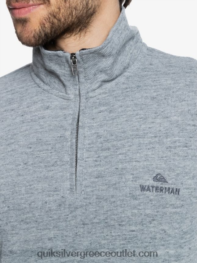 waterman pointurf φούτερ με φερμουάρ mock λαιμόκοψη Quiksilver άνδρες 66LP841800 ανοιχτό γκρι ρείκι