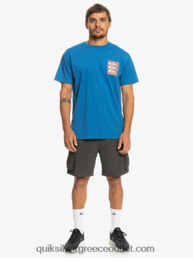 μπλουζάκι με στρεβλά σχέδια Quiksilver άνδρες 66LP841015 αναπνευστήρας μπλε