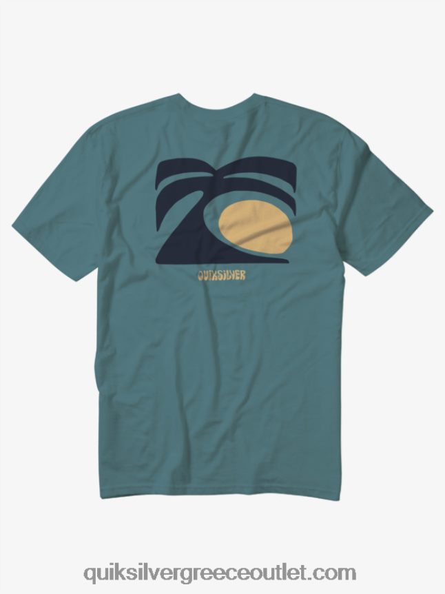 μπλουζάκι με φοίνικες Quiksilver άνδρες 66LP841099 μπλε της Βρετάνης