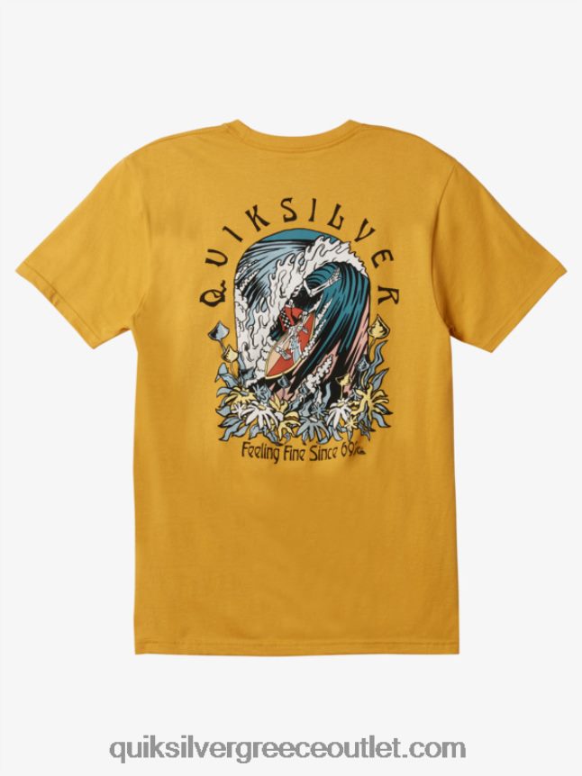 το αυθεντικό βαρέλι μπλουζάκι Quiksilver άνδρες 66LP841171 λαμπερό χρυσό