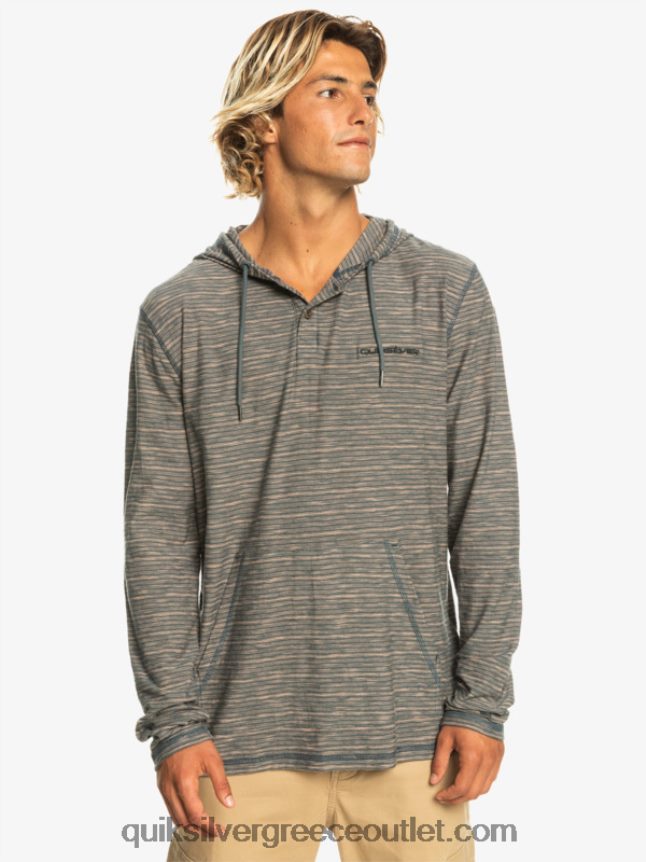 Κεντέν μακρυμάνικο μπλουζάκι με κουκούλα Quiksilver άνδρες 66LP841353 σκούρο σχιστόλιθο kentin