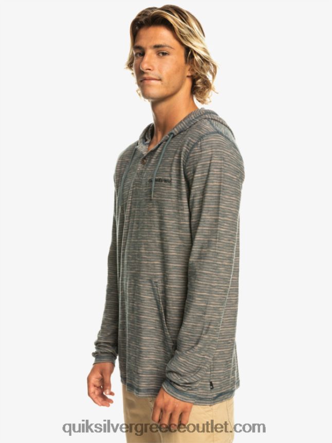 Κεντέν μακρυμάνικο μπλουζάκι με κουκούλα Quiksilver άνδρες 66LP841353 σκούρο σχιστόλιθο kentin