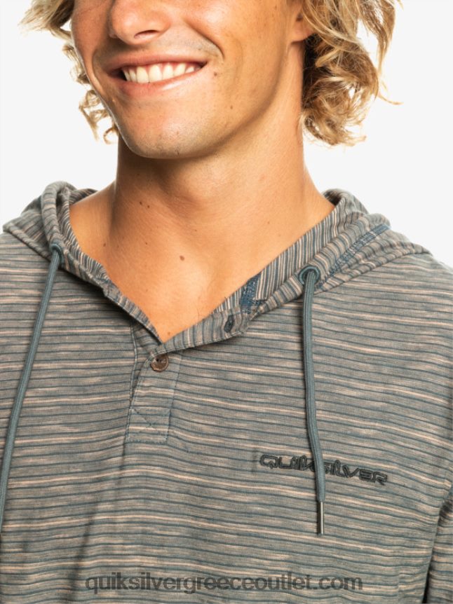 Κεντέν μακρυμάνικο μπλουζάκι με κουκούλα Quiksilver άνδρες 66LP841353 σκούρο σχιστόλιθο kentin