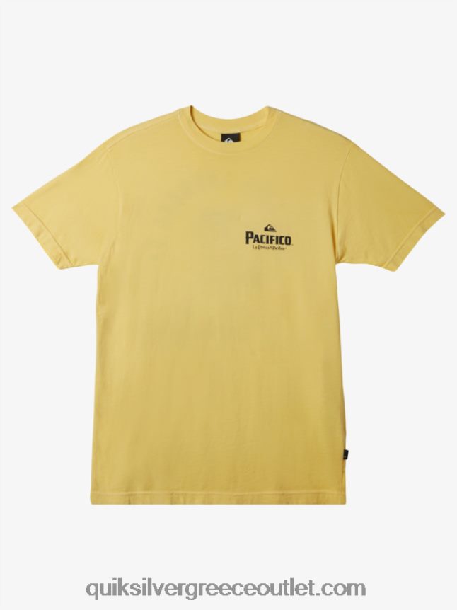 μην παλεύετε με το αφρώδες μπλουζάκι Quiksilver x Pacifico άνδρες 66LP8412 χρυσός