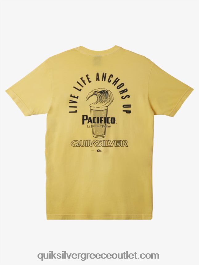 μην παλεύετε με το αφρώδες μπλουζάκι Quiksilver x Pacifico άνδρες 66LP8412 χρυσός