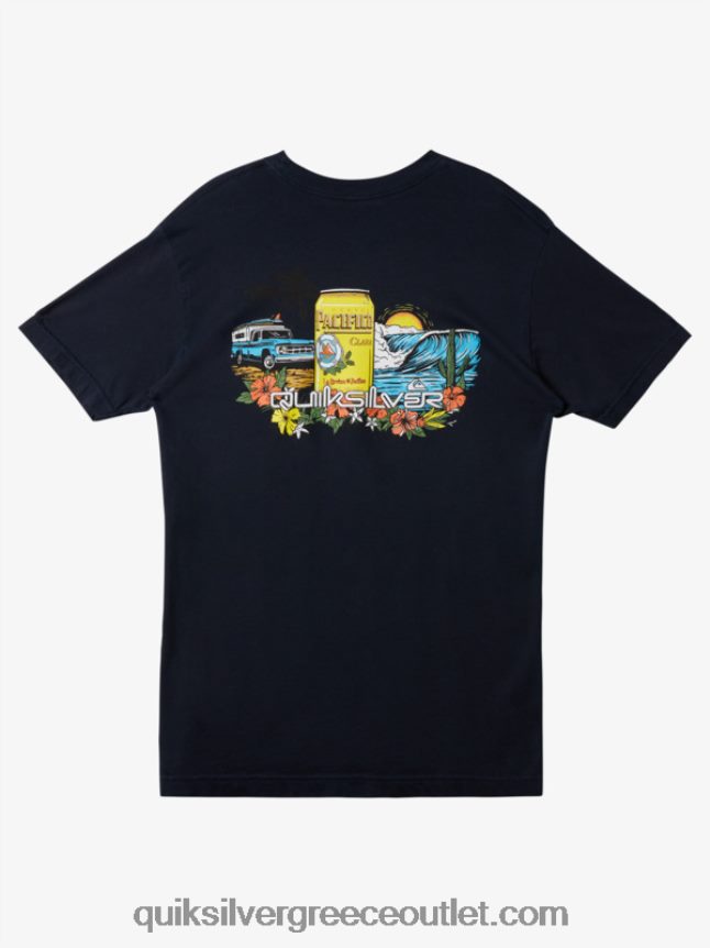 μπλουζάκι κλειδώματος Quiksilver x Pacifico άνδρες 66LP841 ναυτικό μπλέιζερ