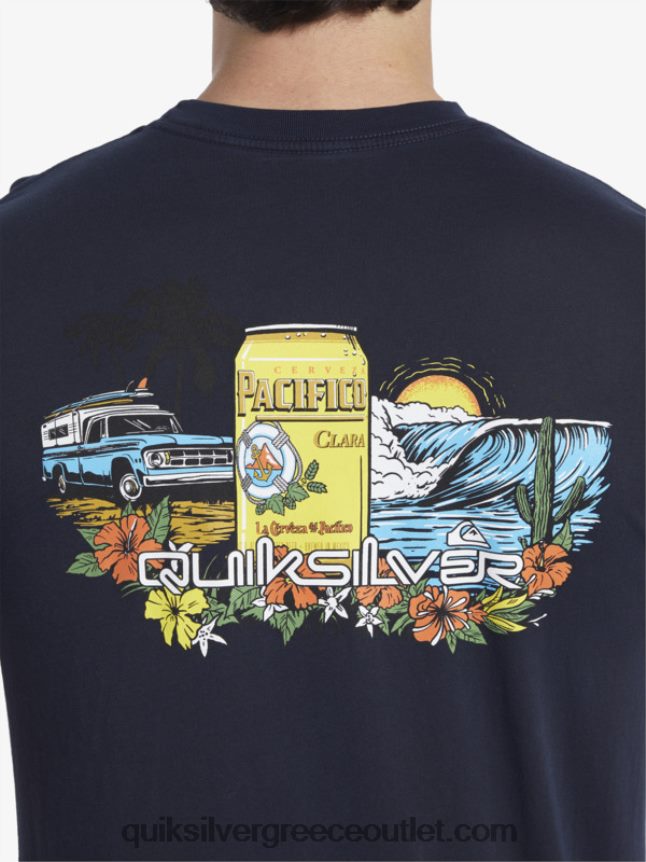 μπλουζάκι κλειδώματος Quiksilver x Pacifico άνδρες 66LP841 ναυτικό μπλέιζερ