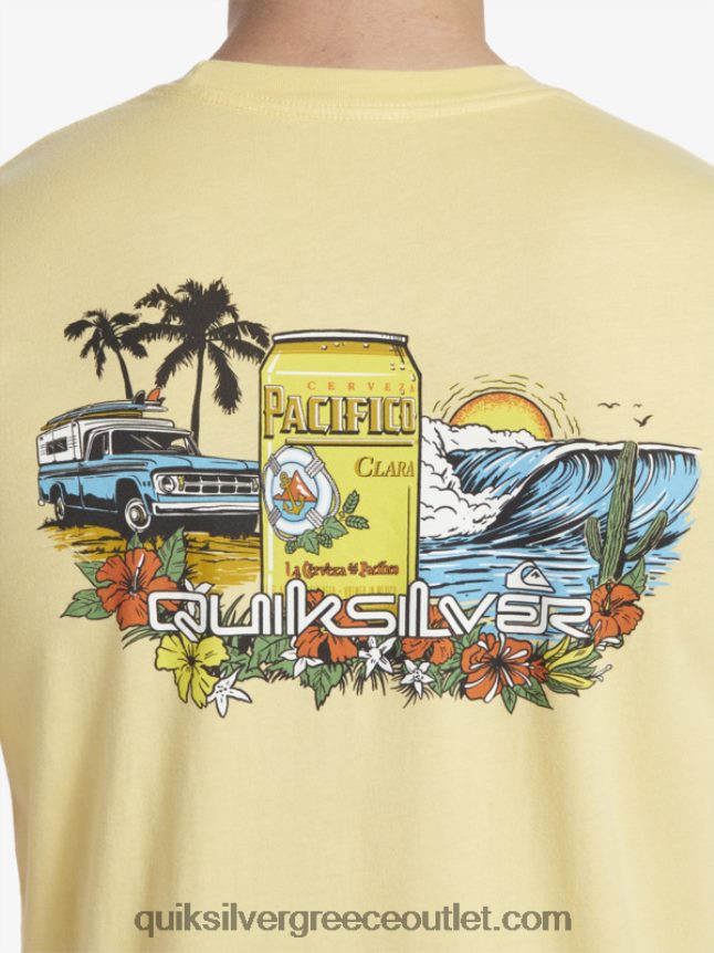 μπλουζάκι κλειδώματος Quiksilver x Pacifico άνδρες 66LP842 χρυσός