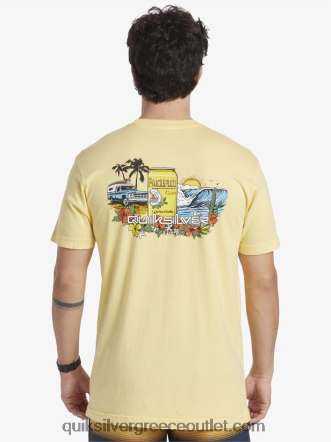 μπλουζάκι κλειδώματος Quiksilver x Pacifico άνδρες 66LP842 χρυσός
