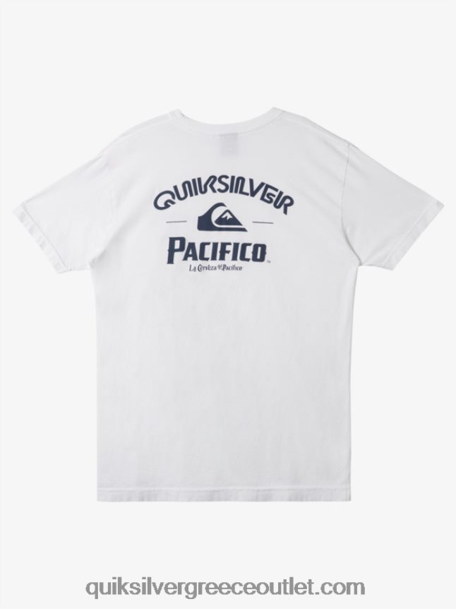 ίσιο μπλουζάκι σκοπευτή Quiksilver x Pacifico άνδρες 66LP847 άσπρο