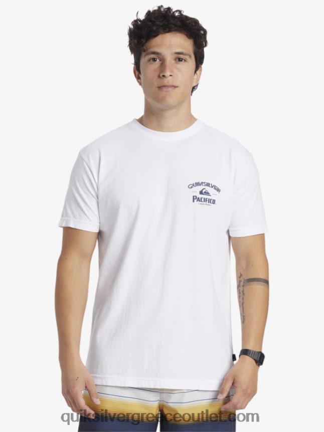 ίσιο μπλουζάκι σκοπευτή Quiksilver x Pacifico άνδρες 66LP847 άσπρο