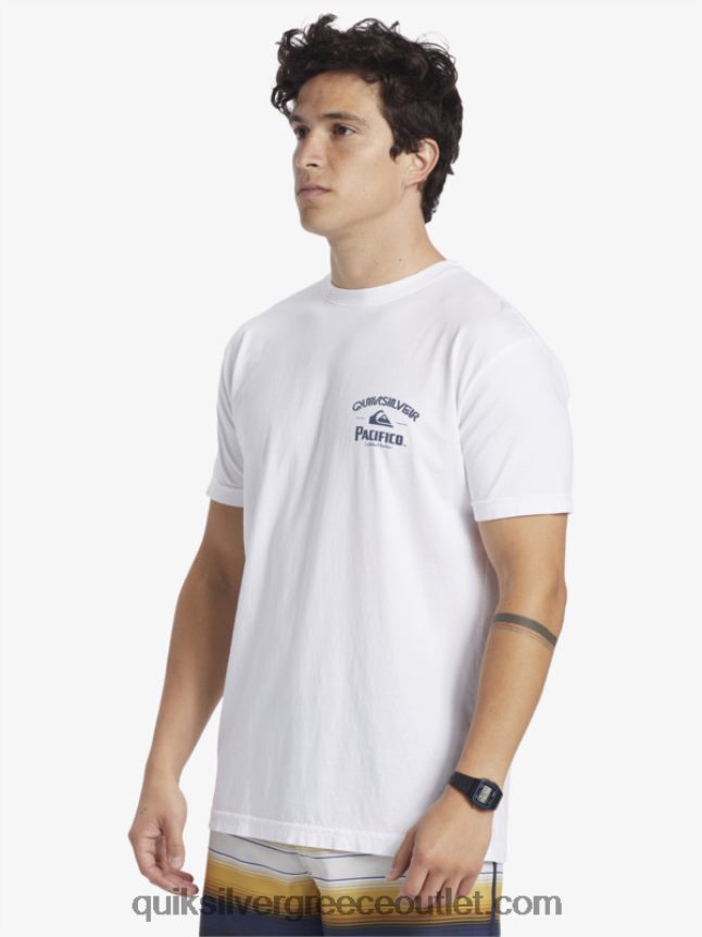 ίσιο μπλουζάκι σκοπευτή Quiksilver x Pacifico άνδρες 66LP847 άσπρο