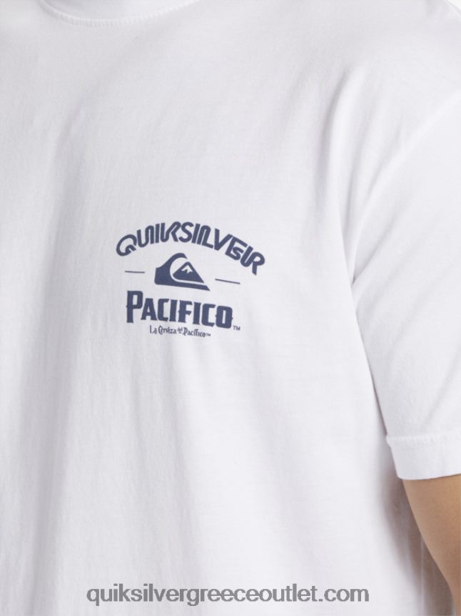 ίσιο μπλουζάκι σκοπευτή Quiksilver x Pacifico άνδρες 66LP847 άσπρο