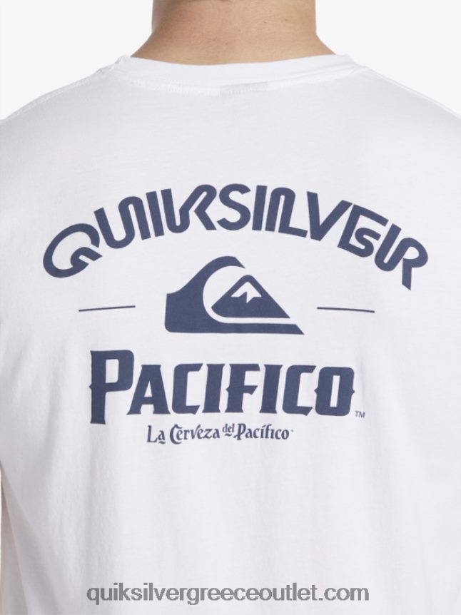 ίσιο μπλουζάκι σκοπευτή Quiksilver x Pacifico άνδρες 66LP847 άσπρο