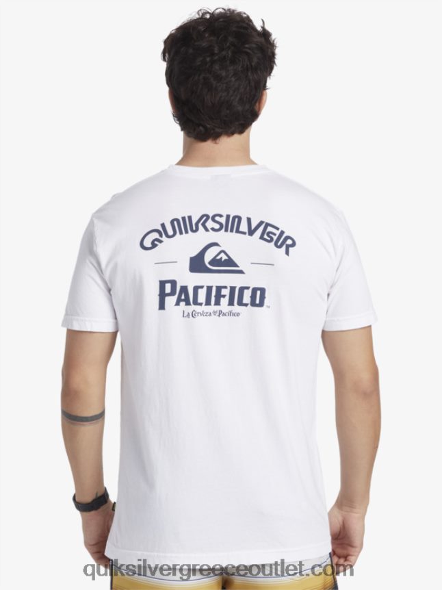 ίσιο μπλουζάκι σκοπευτή Quiksilver x Pacifico άνδρες 66LP847 άσπρο