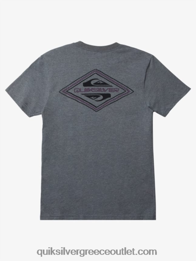 T-shirt με όπισθεν λογότυπο Quiksilver άνδρες 66LP841198 μέτρια γκρίζα ρείκι