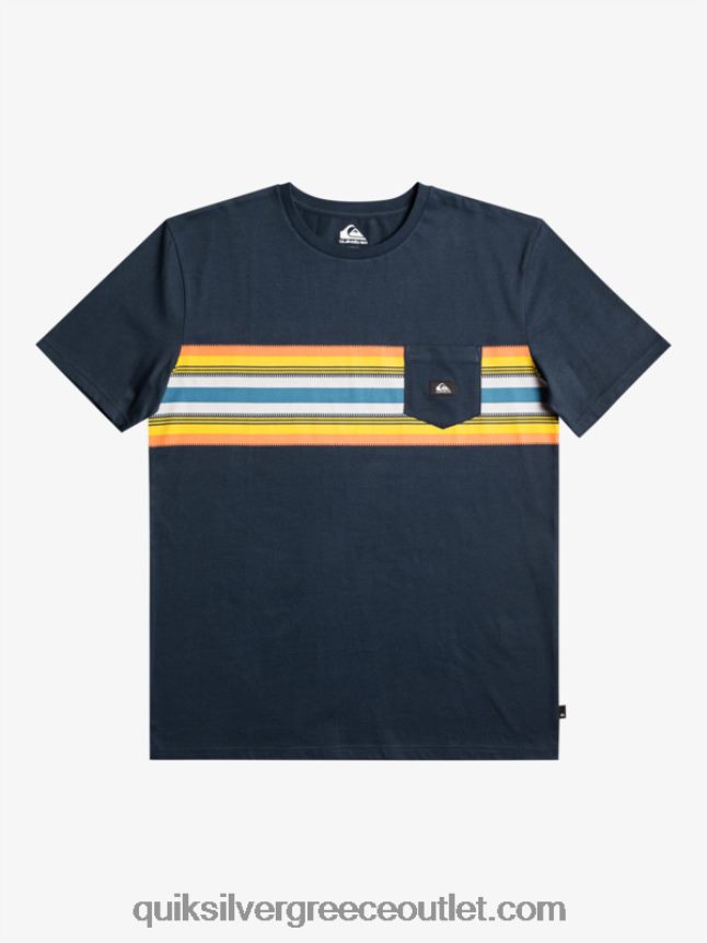 T-shirt με ρίγες surfadelica Quiksilver άνδρες 66LP841064 ναυτικό μπλέιζερ