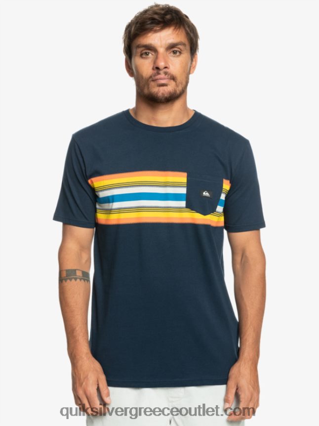 T-shirt με ρίγες surfadelica Quiksilver άνδρες 66LP841064 ναυτικό μπλέιζερ