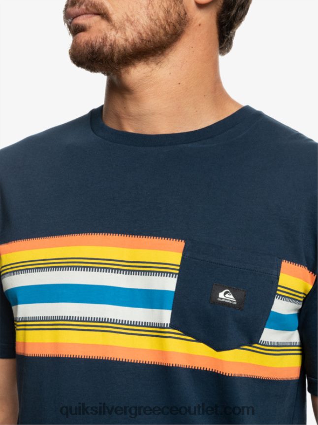T-shirt με ρίγες surfadelica Quiksilver άνδρες 66LP841064 ναυτικό μπλέιζερ