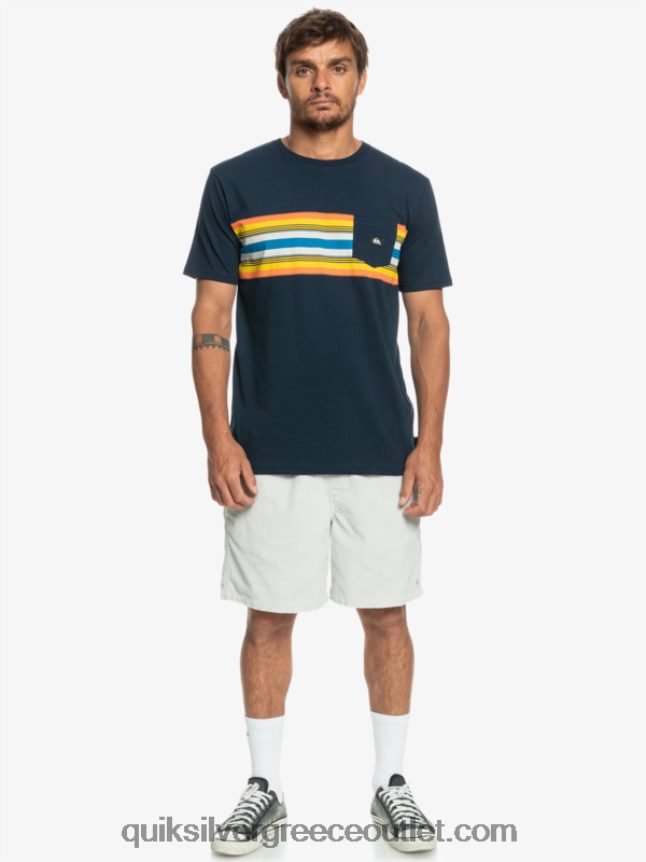 T-shirt με ρίγες surfadelica Quiksilver άνδρες 66LP841064 ναυτικό μπλέιζερ