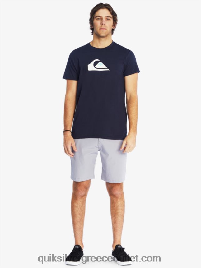 t-shirt με λογότυπο comp Quiksilver άνδρες 66LP841382 ναυτικό μπλέιζερ