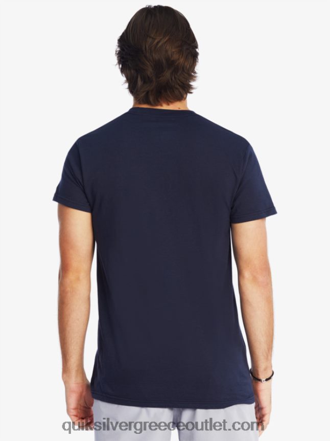 t-shirt με λογότυπο comp Quiksilver άνδρες 66LP841382 ναυτικό μπλέιζερ
